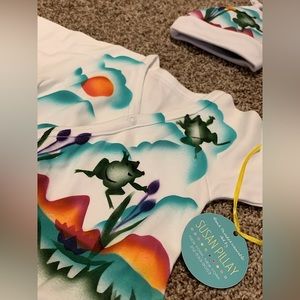 Susan Pillay Hand Painted Frog Baby Kimono & Hat